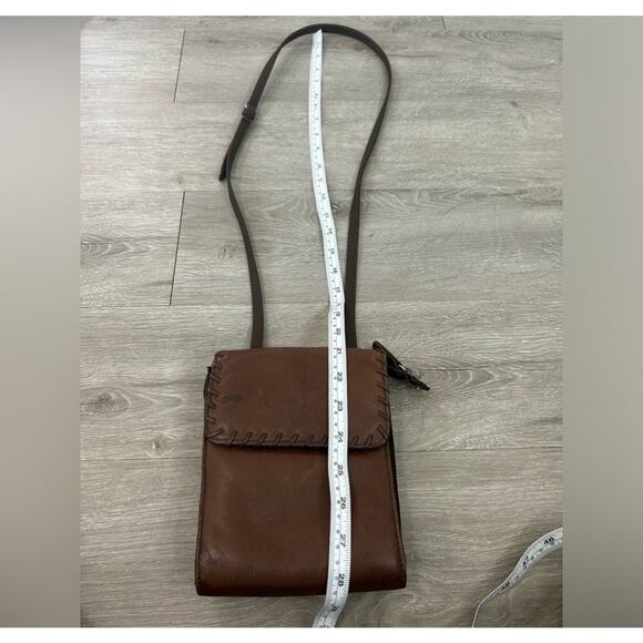 Coletta- vintage genuine leather- some staining brown crossbody- western - Picture 5 of 11